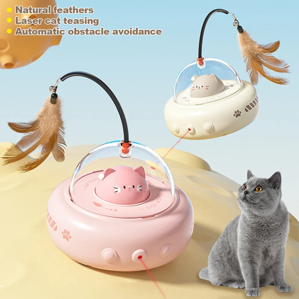 Smart Electric UFO Cat Teaser Toy — Interactive Feather Wand