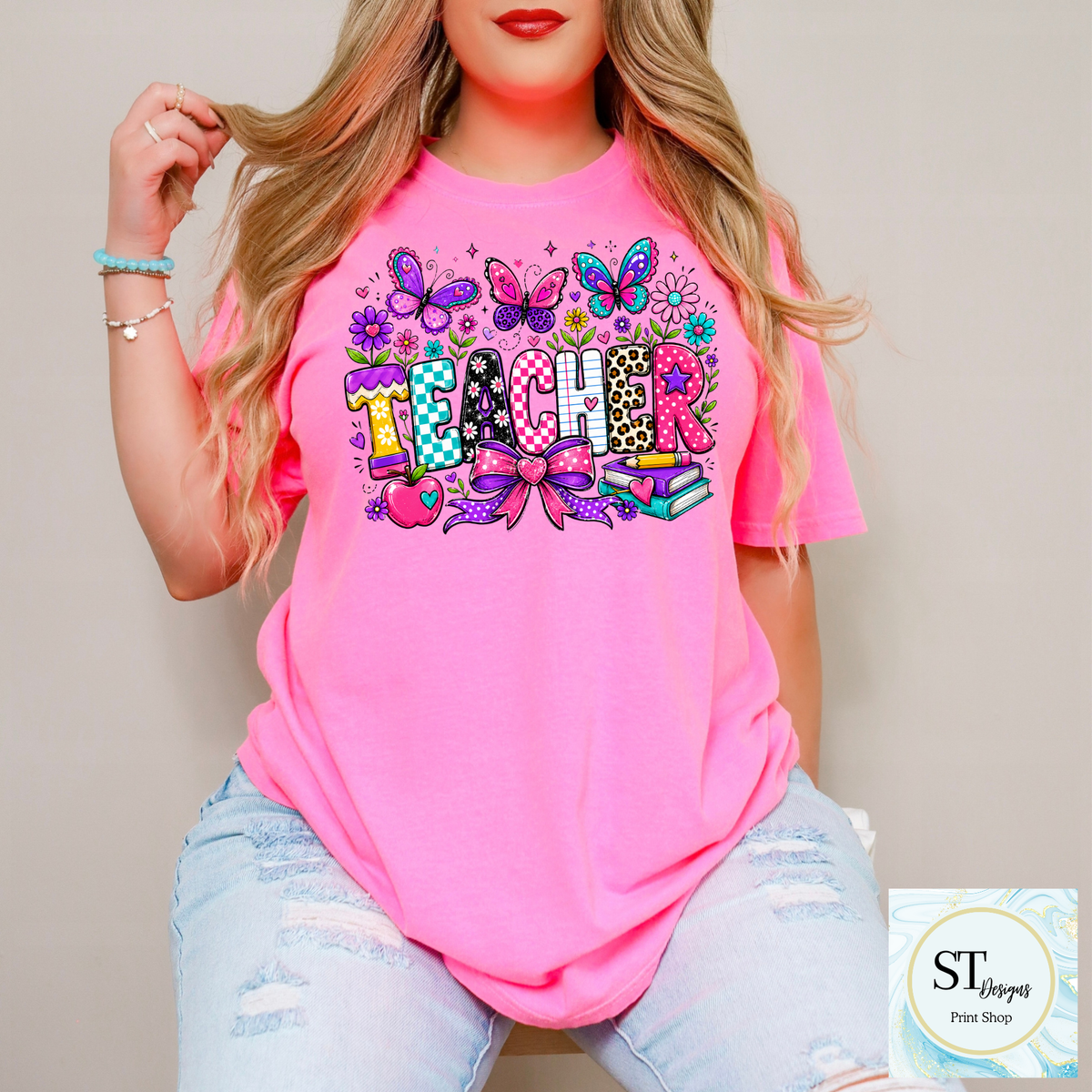 Colorful Butterfly Teacher Crewneck Sweatshirt | Cute Butterfly Floral Teacher Sweatshirt | Teacher Appreciation Gift | Back to School | Unisex S-5XL