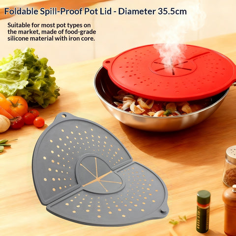 Silicone Folding Oil-Proof Overflow-Preventing Multi-Functional Pot Lid
