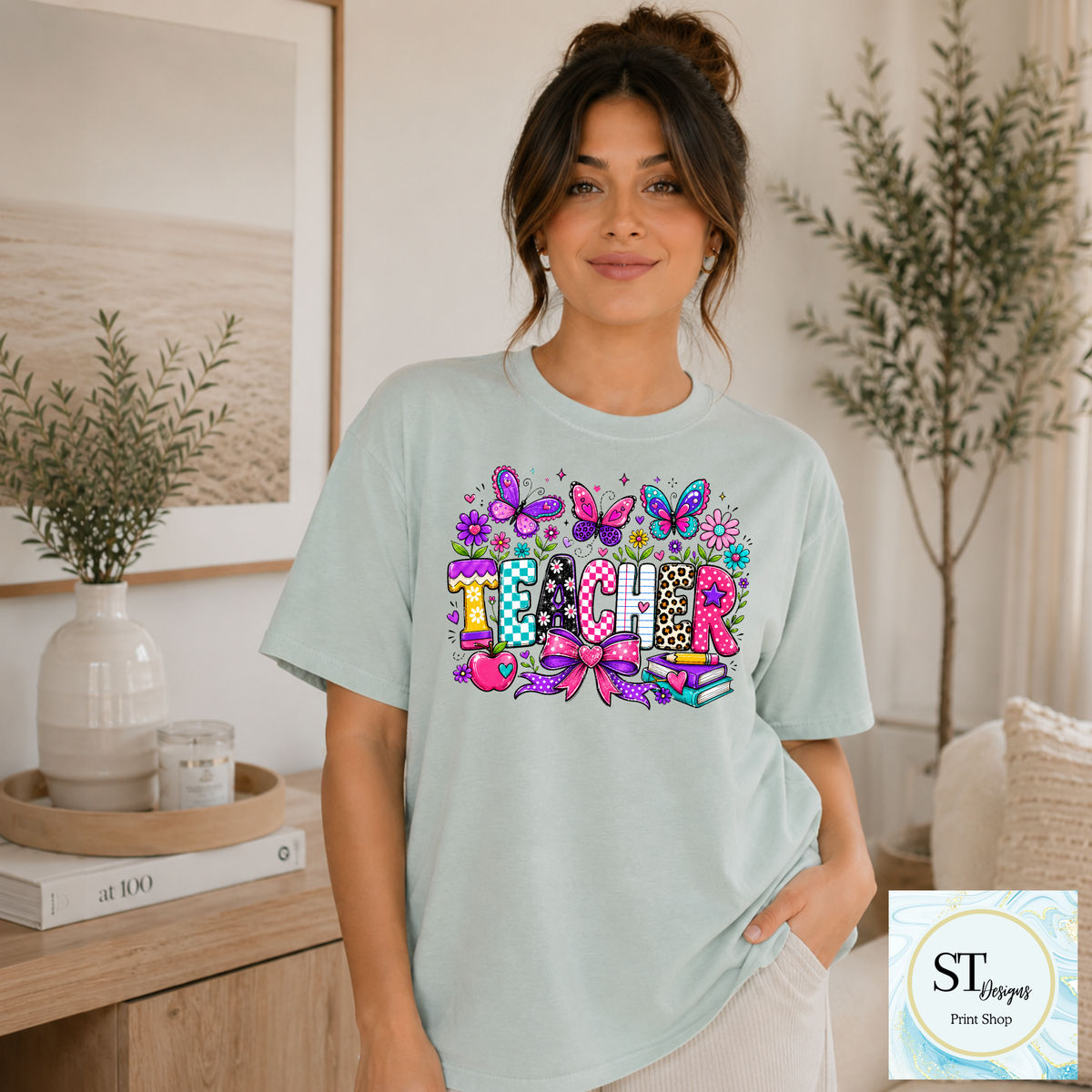 Colorful Butterfly Teacher Crewneck Sweatshirt | Cute Butterfly Floral Teacher Sweatshirt | Teacher Appreciation Gift | Back to School | Unisex S-5XL