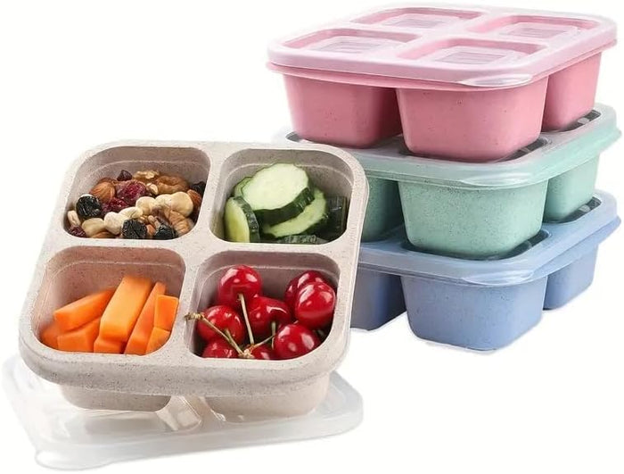 4-Compartment Bento Lunch Box — Reusable Meal Prep Container