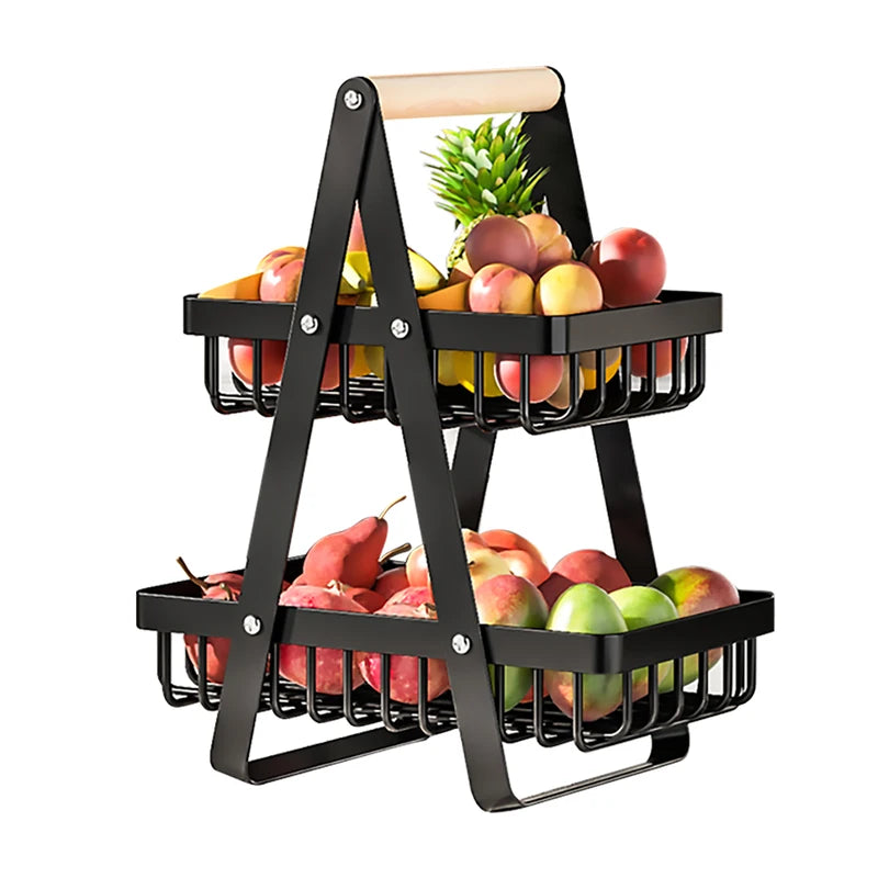 2-Tier Fruit Basket — Detachable Stainless Steel Rack