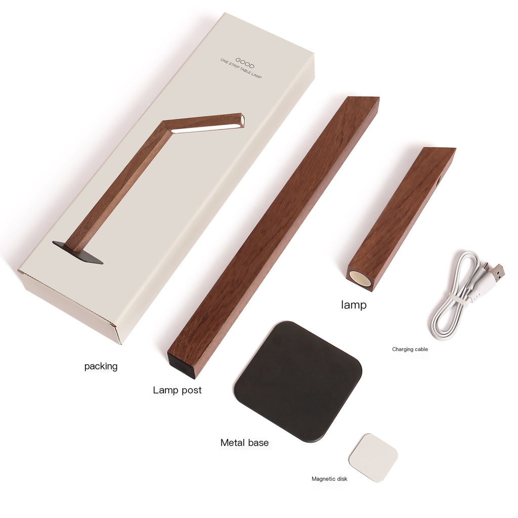 Minimalist LED Bedside Lamp — Warm Wooden Base | A.L.M