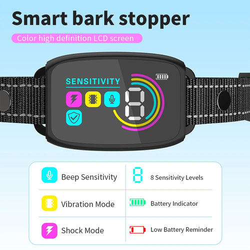 Smart Automatic Anti Barking Dog Collar Rechargeable Bark Stopper Stop Barking HD Digital — view 2
