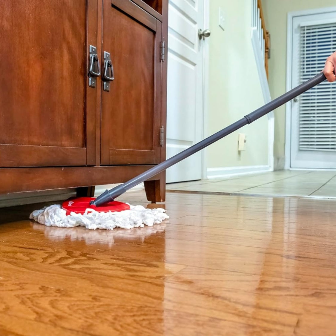 Microfiber spin mop and bucket with spin wringer — view 3