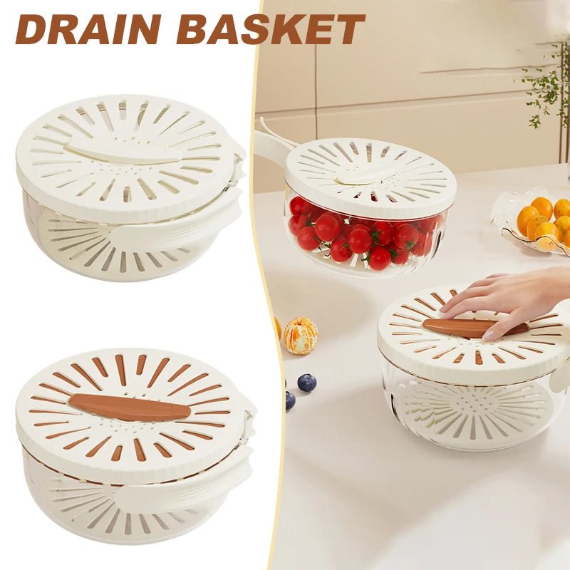 Fruit Drain Basket — Colander, Lid & Folding Handle - A.L.M