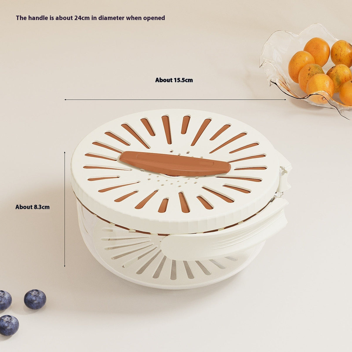 Fruit Drain Basket — Colander, Lid & Folding Handle - A.L.M