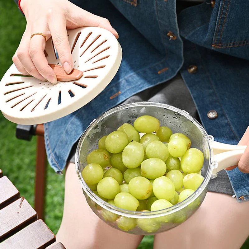 Fruit Drain Basket — Colander, Lid & Folding Handle - A.L.M