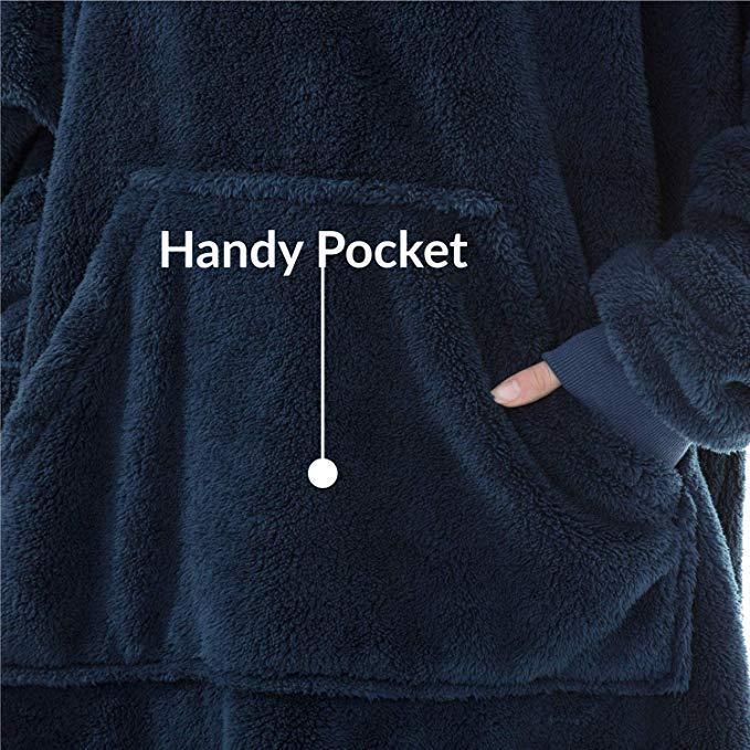 Hoodie Sweatshirt With Big Pocket Tops Sweater Comfortable Loose Double-Sided Fleece Thicker Wearable Blanket - A.L.M
