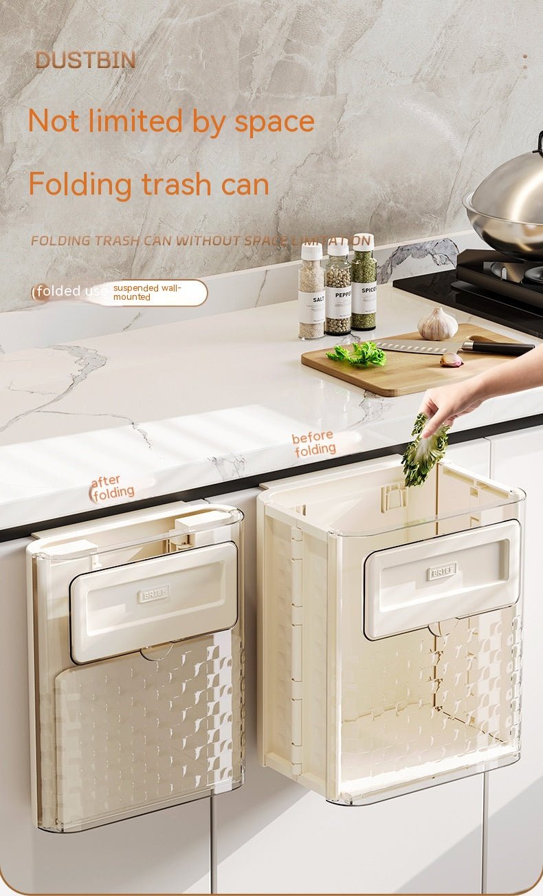 Household Kitchen Folding Trash Can Wall Hanging Punch-free Trash Can - A.L.M