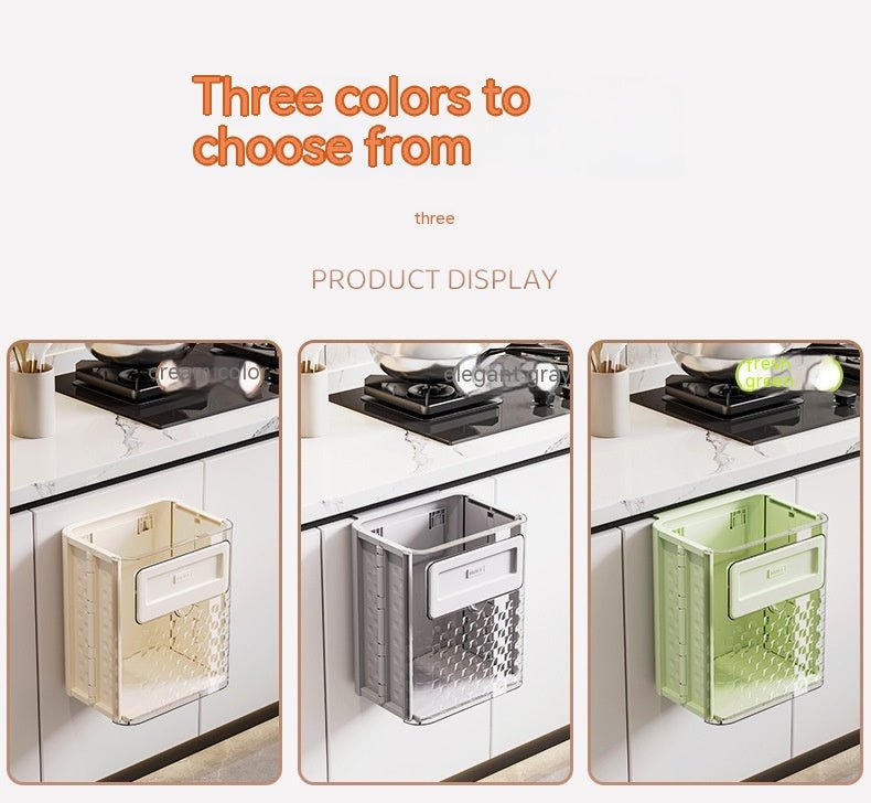 Household Kitchen Folding Trash Can Wall Hanging Punch-free Trash Can - A.L.M
