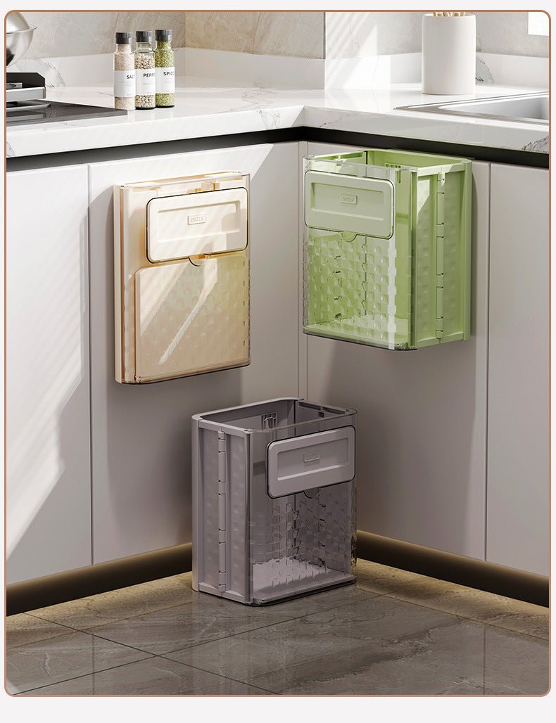 Household Kitchen Folding Trash Can Wall Hanging Punch-free Trash Can - A.L.M