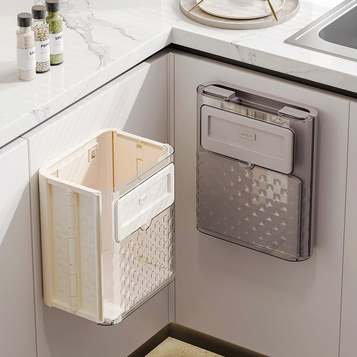 Household Kitchen Folding Trash Can Wall Hanging Punch-free Trash Can - A.L.M