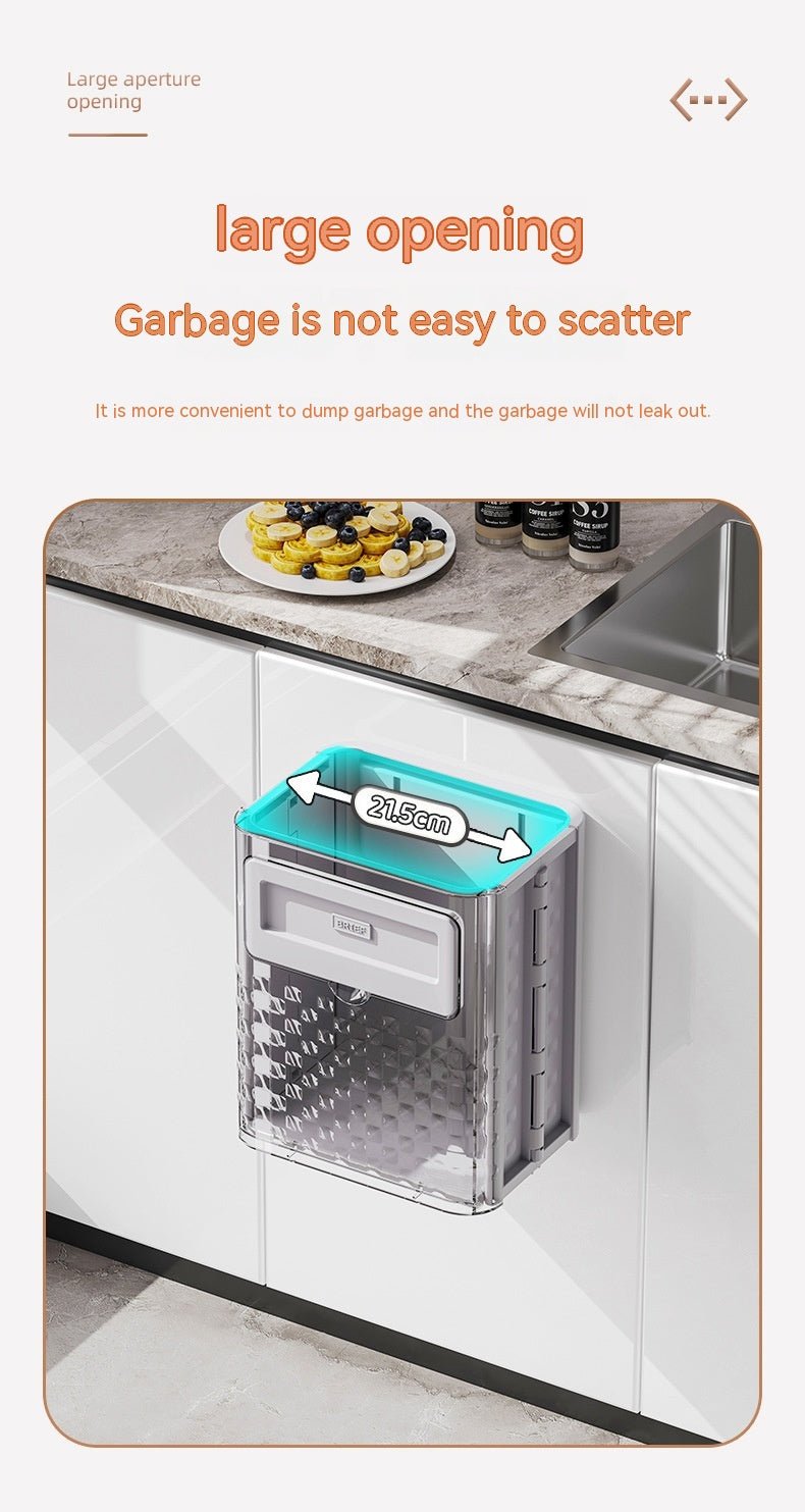 Household Kitchen Folding Trash Can Wall Hanging Punch-free Trash Can - A.L.M