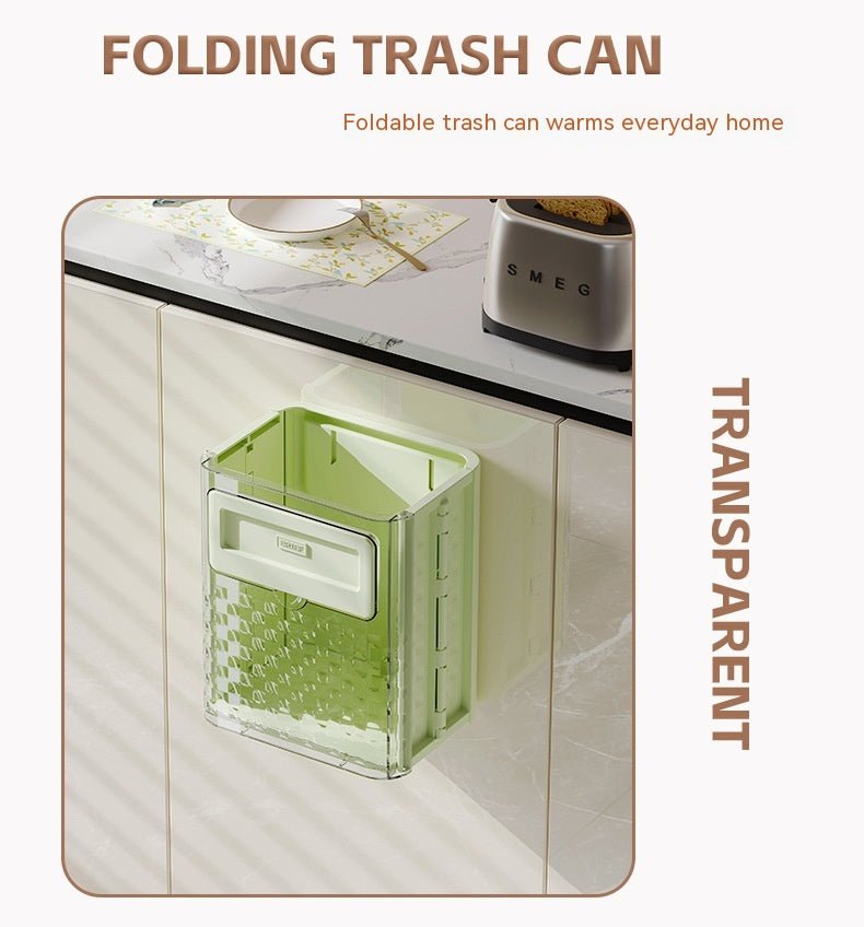 Household Kitchen Folding Trash Can Wall Hanging Punch-free Trash Can - A.L.M