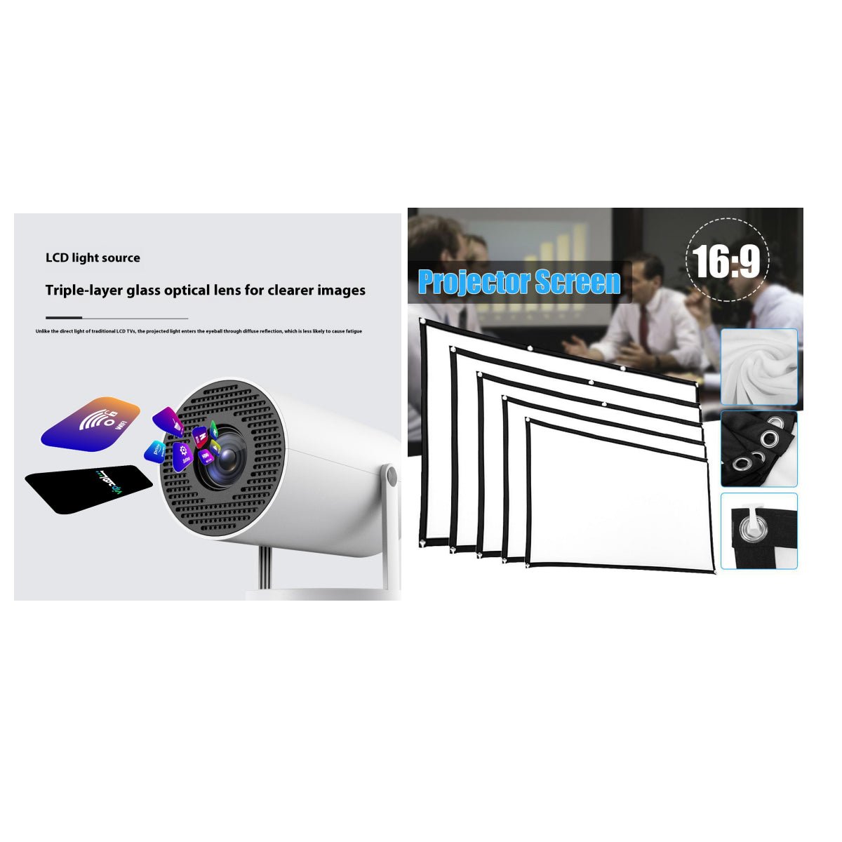 Portable Mini Home Projector — 180° Auto-Focus Smart Projector - A.L.M