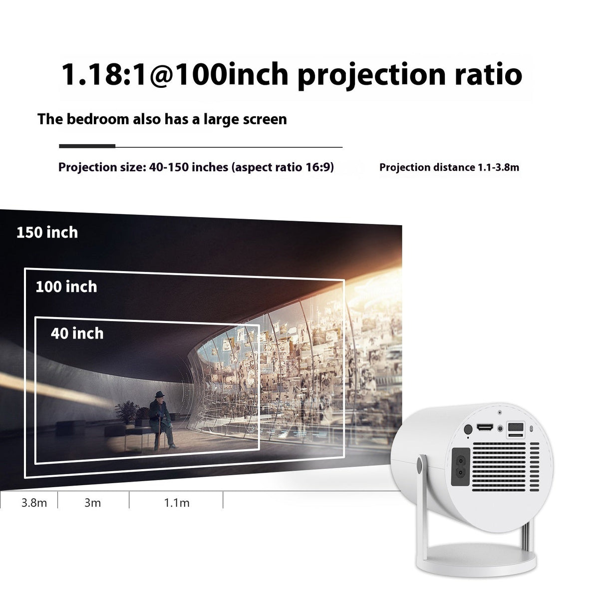 Portable Mini Home Projector — 180° Auto-Focus Smart Projector - A.L.M