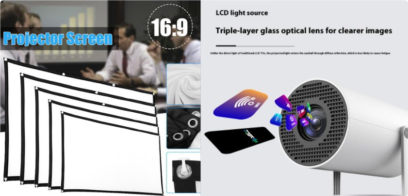 Portable Mini Home Projector — 180° Auto-Focus Smart Projector - A.L.M