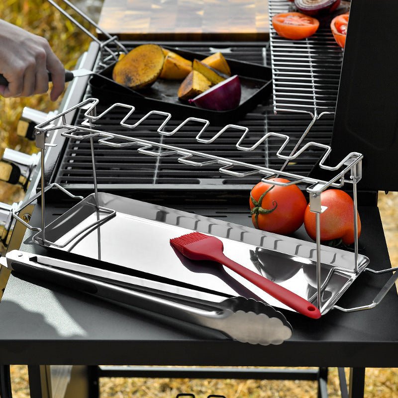Stainless Steel Chicken Leg Rack — Foldable BBQ Barbecue Tool Set - A.L.M