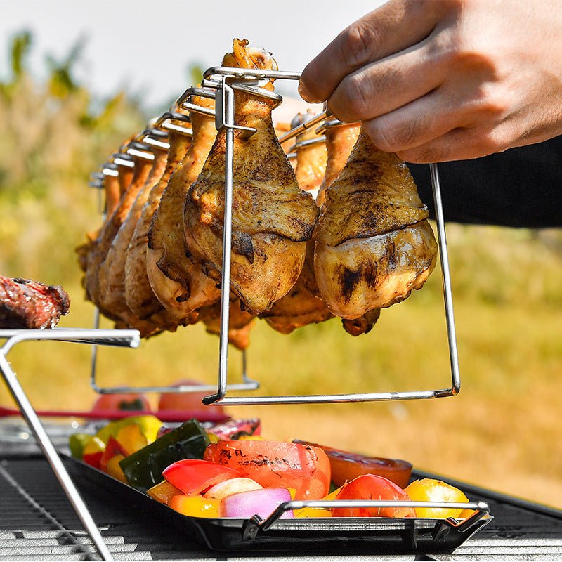 Stainless Steel Chicken Leg Rack — Foldable BBQ Barbecue Tool Set - A.L.M