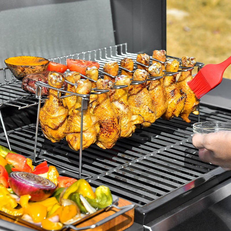 Stainless Steel Chicken Leg Rack — Foldable BBQ Barbecue Tool Set - A.L.M